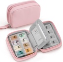 Zannaki roztomilý Pill Pořadatel pro Purse se dvěma odstranitelné 7- denní Pill Box, Cestovní PU kůže Pill Pouzdro, Přenosný týdenní Pill Kontejner se skladovacím vakem držet vitamíny, rybí oleje, doplňky (růžové)