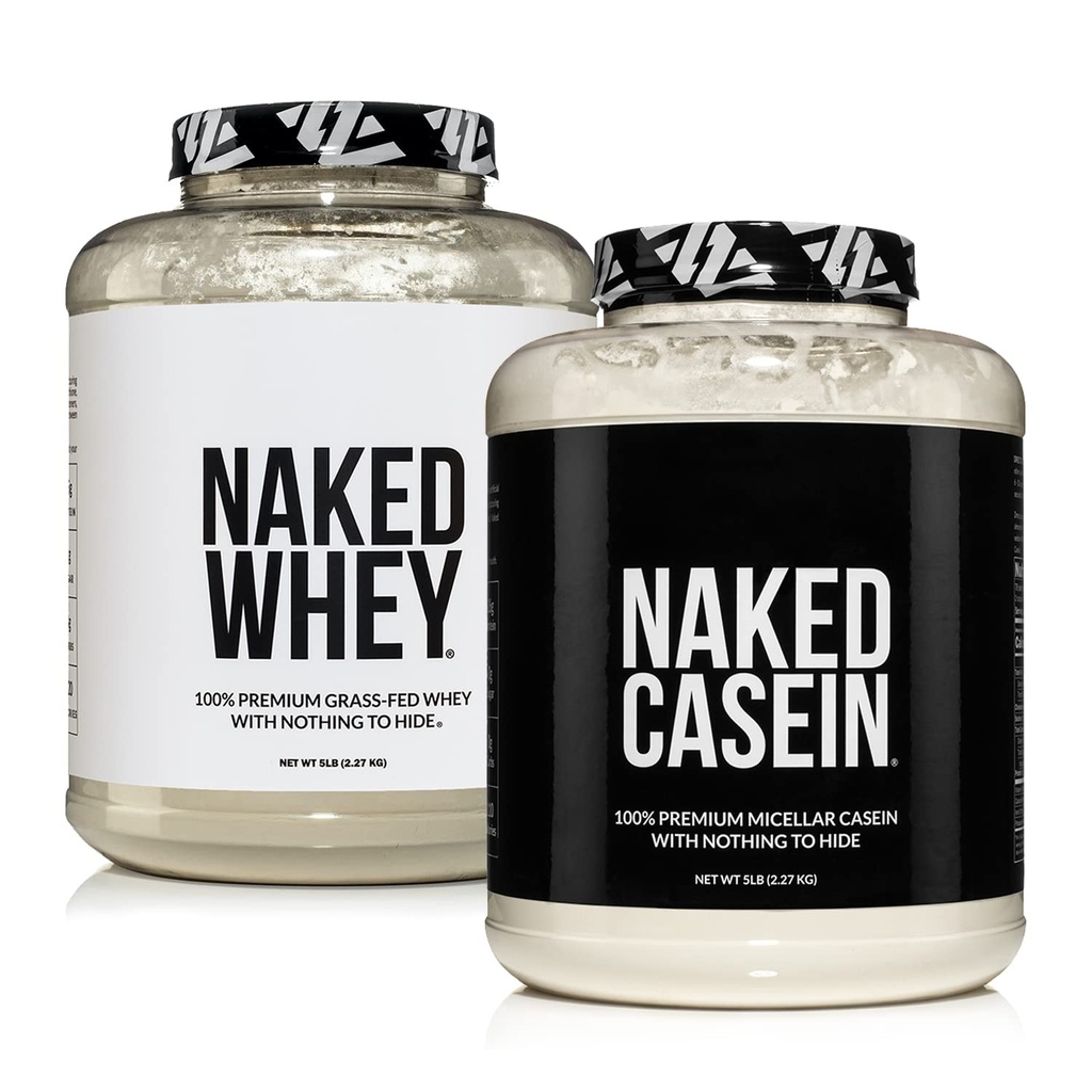 NAKED Grass Fed Protein Bundle: 5LB bez příchutí Syrovátka a 5LB neochucený kasein