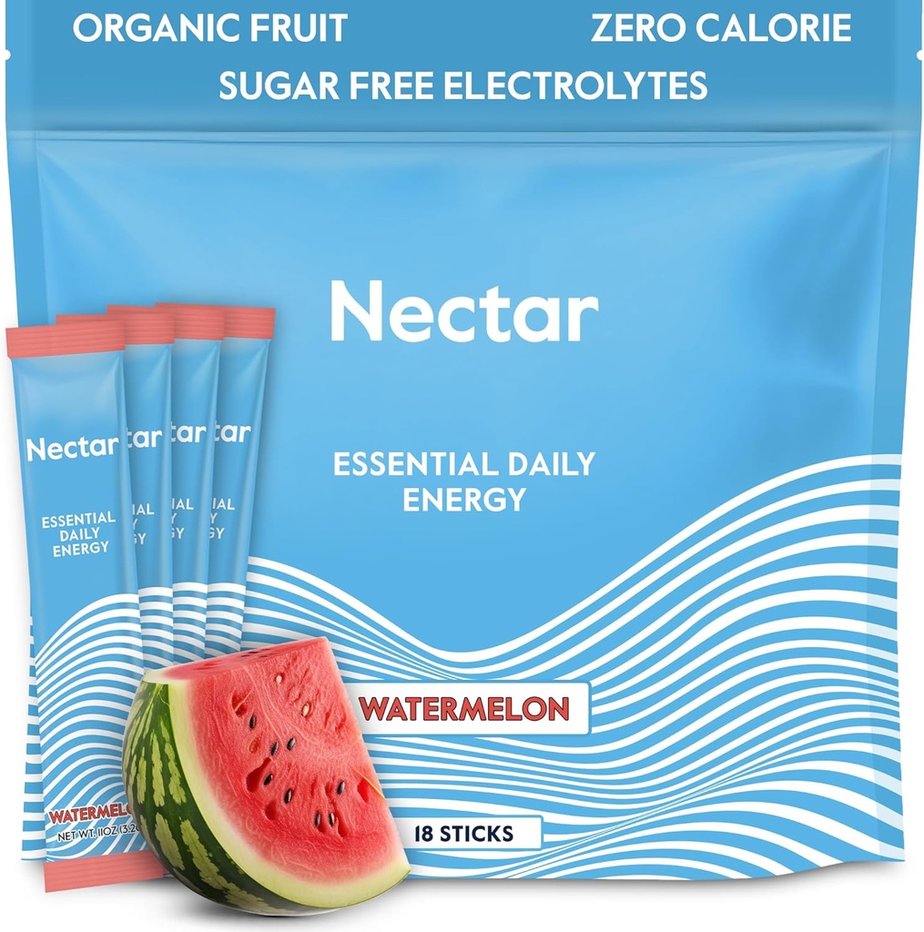 Nektar Energy Booster - Organic Caffeine, B12 & Electrolytes - Cukr zdarma & Zero Calorie - Zdravá káva, Energy Drink & Soda Alternative - Hydration & Energy Supplement (Meloun 18 Packets)