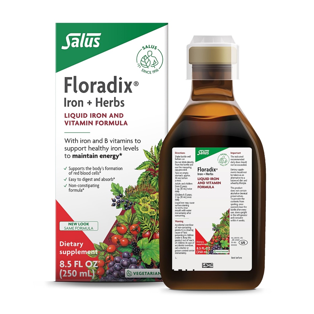 Florida Železo & Byliny - Liquid Bylinný dodatek pro podporu energie - Železný dodatek s vitaminem C & Vitamin B Complex - pro muže & ženy - 8.5 fl oz
