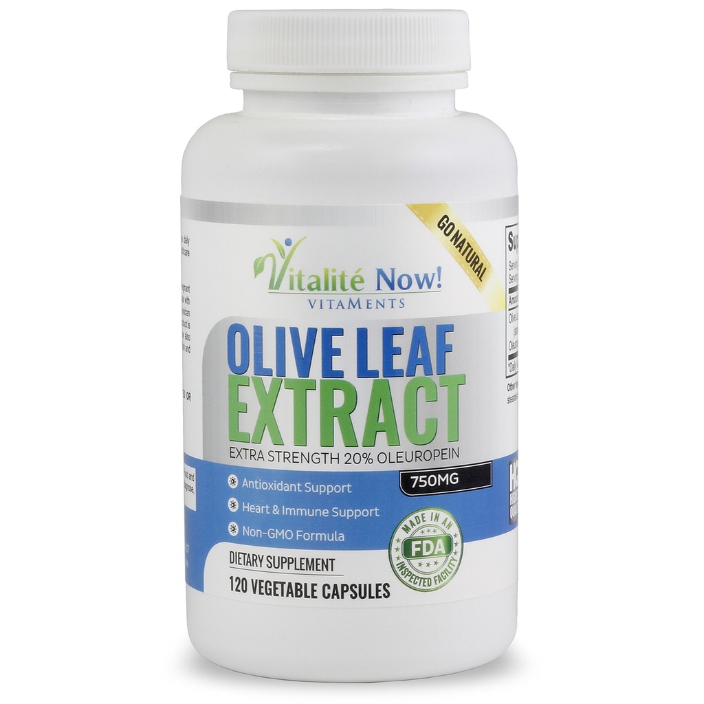 Nejlepší extrakt olivového listí (Non- GMO) - 20% Oleuropein - dodatek k imunitní podpoře - až 4 měsíce - 750mg Kapsle - Vegetarian - 120 Počet