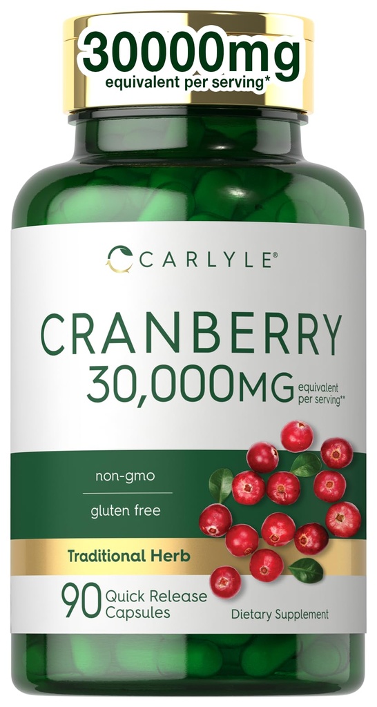 Carlyle Cranberry Dodatek 124; 30,000mg Crangon 124; 90 Kapsle 124; Non- GMO a gluten Free Formule 124; Cranberry pilulky z koncentrátu extrakt