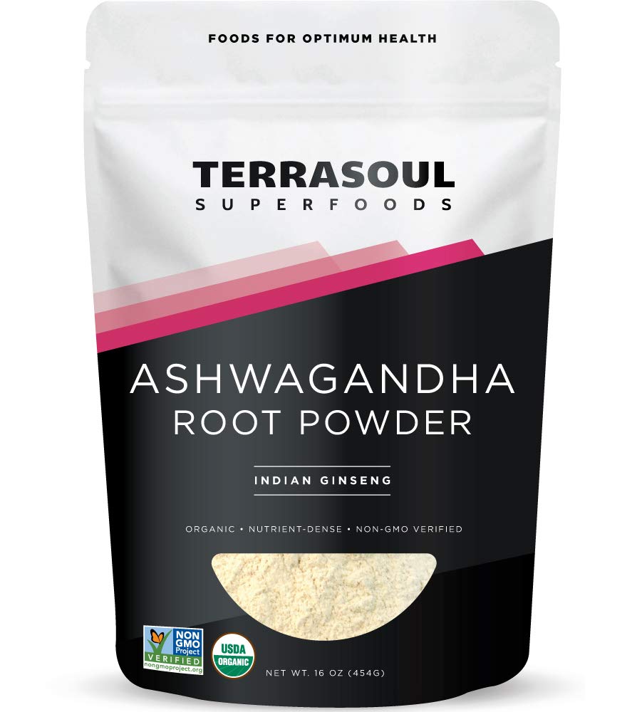 Terrasoul Superfoods Organic Ashwagandha Root Powder, 1 Lb - Stress Adaptogen CLAS124; Může zlepšit spánek CLAS124; Lab- Testováno pro kvalitu