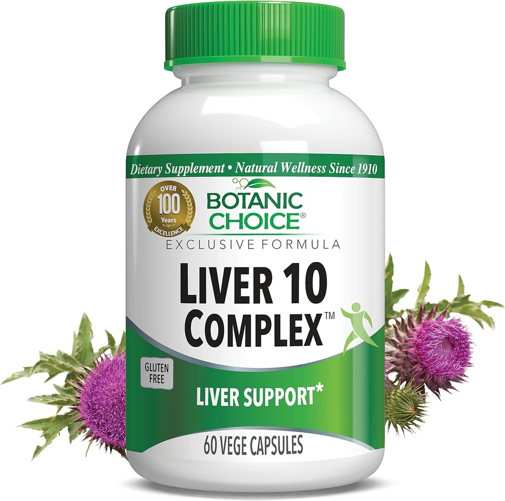 Botanická volba Játra 10 Komplex - Premium Podpora zdraví jater a wellness doplněk - Přírodní bylinné směsi s Mlékem Thistle Extract, Lecithin, a Curcumin C3-60 pilulky