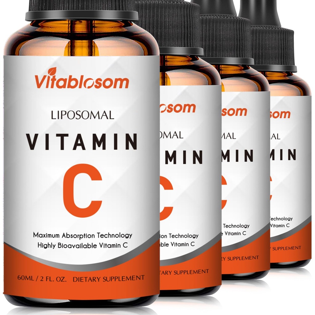 Lipozomální vitamín C 2000mg tekutý pro dospělé, vysoce absorpční VIT C, Maximalizovat vitamín C, pro imunitní systém a antioxidant, 60ML (4 lahve)