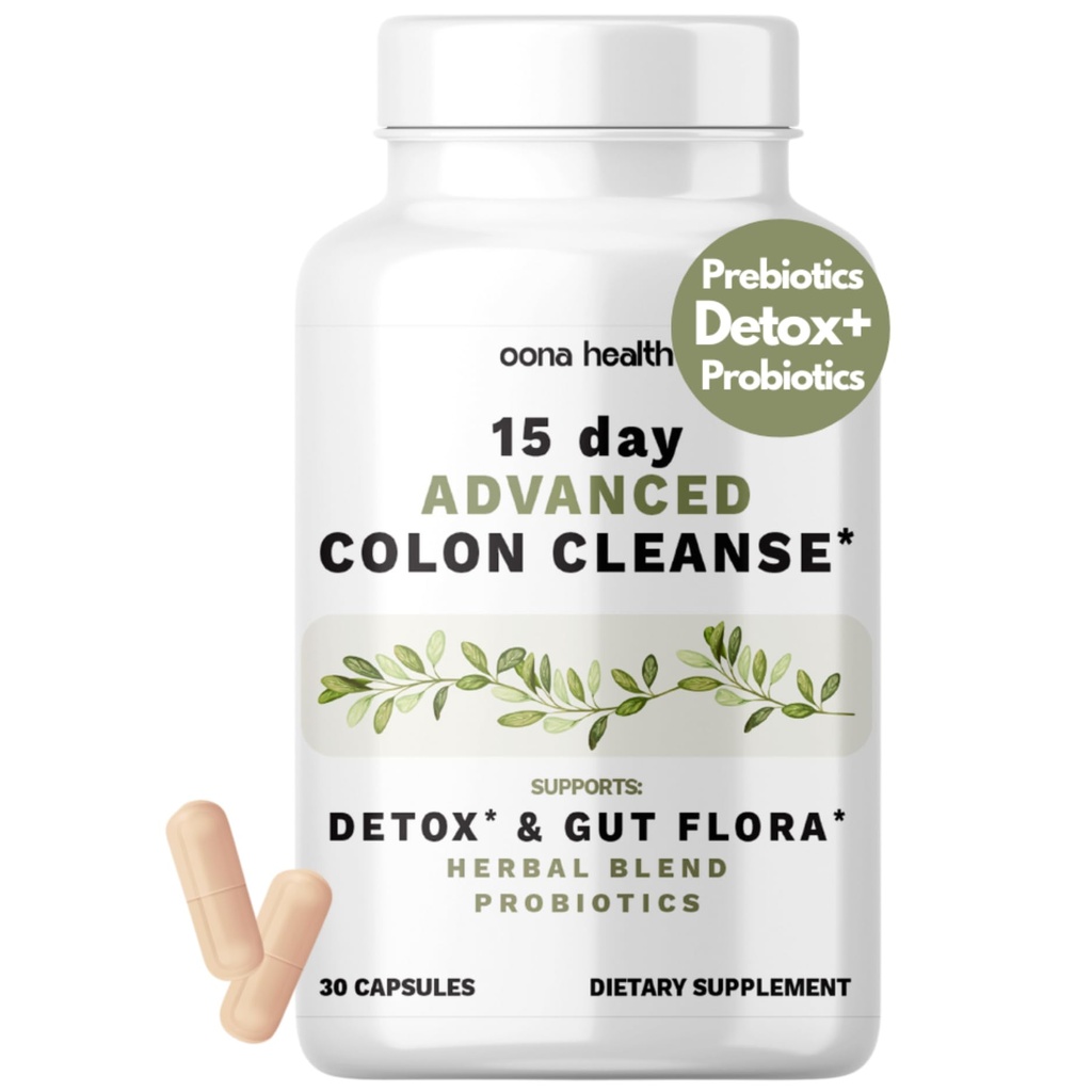 15 Day Advanced Colon Cleanse, Probiotika & Přírodní Byliny, Podporuje Detox & Gut Flora pro ženy & Muži, s Cascara Sagrada, Psyllium Husk & Senna Leaf, 30 Kapsle 1-2 Denní 124; 15 Den Čistota