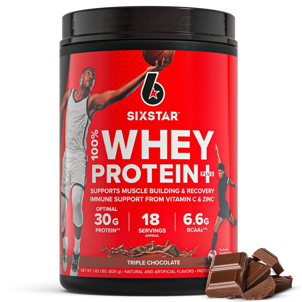 Six Star syrovátkový protein Powder Plus - Svalová building & Recovery Formule s syrovátkovým izolátovým práškem, BCAA, 30g protein, imunitní podpora - Post- Workout Dodatek - Triple Chocolate, 1,8 liber