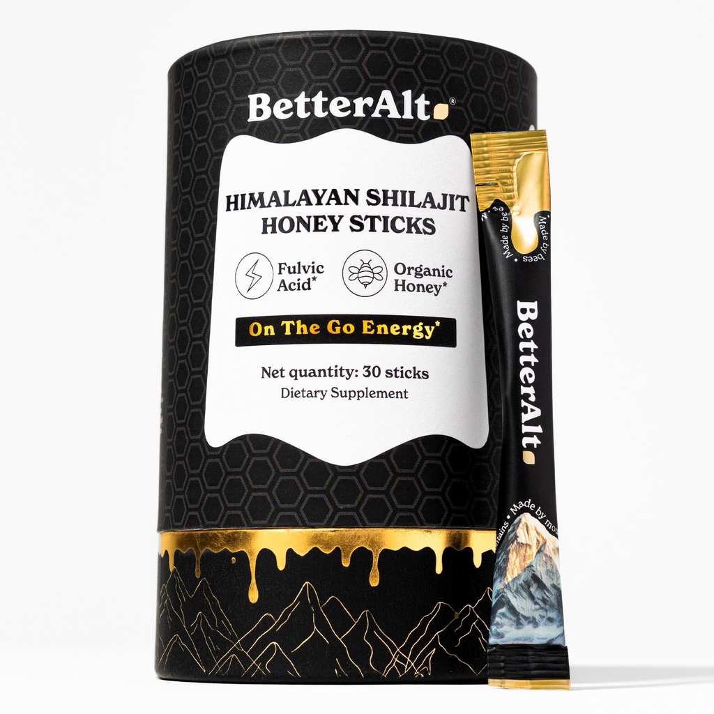 Lepší Alt Pure Himalayan Shilajit Sticks with Organic Honey, Saffron CLANE124; Easy to Consume Shilajit CLANE124; 30 Sticks for Energy Boost & Immunication Support, 85 + Trace Minerals, 75% + Fulvic Acid