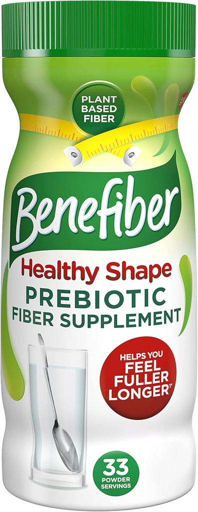 Benefiber Zdravý tvar Prebiotický Vláknitý dodatek Prášek pro trávicí zdraví, Denní Vláknitý prášek - 33 Služeb (8.7 Ounces)