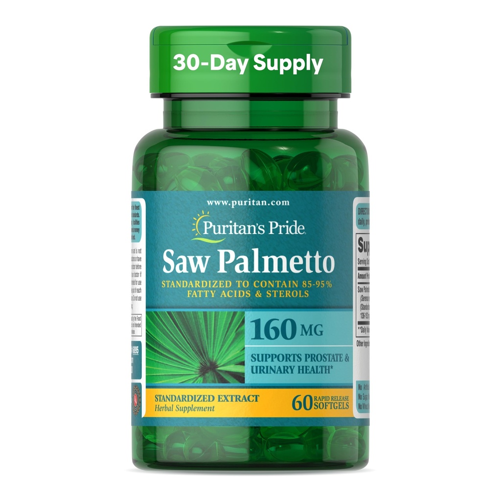 Puritan 's Pride Saw Palmetto Extract 160mg, Tradiční bylinné dietní dodatek pro mens prostaty a močení Podpora zdraví, 60 Rychlé uvolnění kapsle