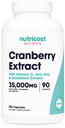 Nutricost Cranberry Extract pro ženy (35,000mg Ekvivalentní), 180 Kapsle - s vitaminem C, Uva Ursi & Dandelion Root Extract - Non- GMO & Gluten Free Health Dodatek