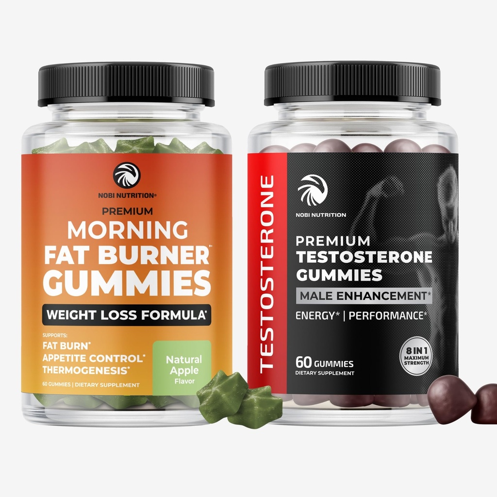 Morning Fat Burn Gummies & Testosteron Booster Supplement CLAS124; Test Booster Fat Burner & Metabolismus Podpora se Zeleným čajem & Raspberry Ketony CLAS124; Appetite Suppressant & Energy Support CLAS124; 1 Měsíční dodávky