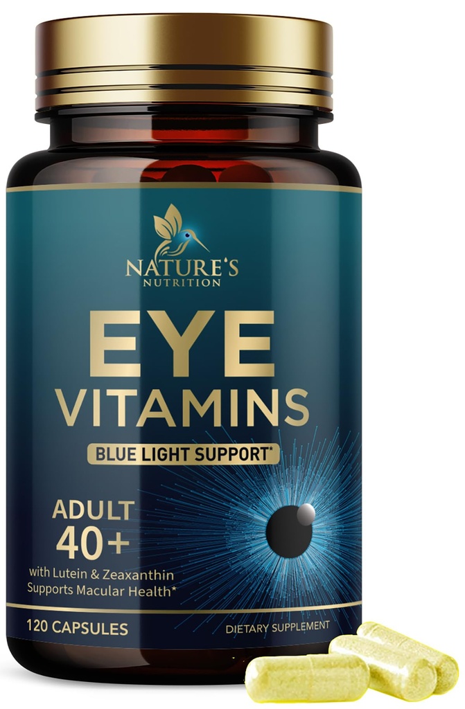 Doplněk pro oční vitamíny - Advanced Oční péče Vitamin s Luteinem, Zinek, Vitaminy C, E, Zeaxanthin & Minerály - Vize Multivitamin pro makulární zdraví a suché oči, Vegan, Lahvička v USA - 120 Kapsle