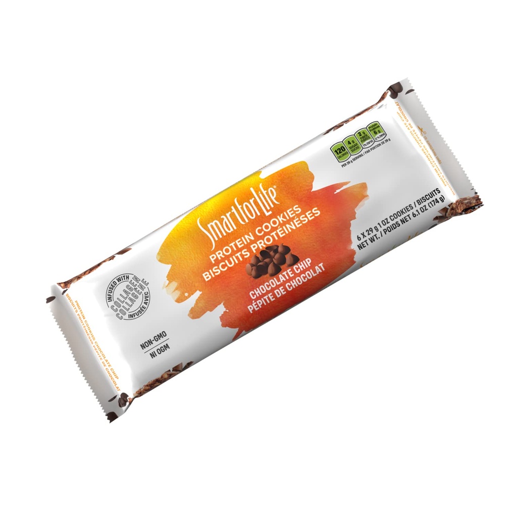 Smart for Life Chocolate Chip Protein Cookies - High Protein Cookie Diet - 6 Počet - Náhrada jídla - On- theGo Snack - Nízký cukr Nízkokalorické Super High Fiber Cookies - Protein Snack