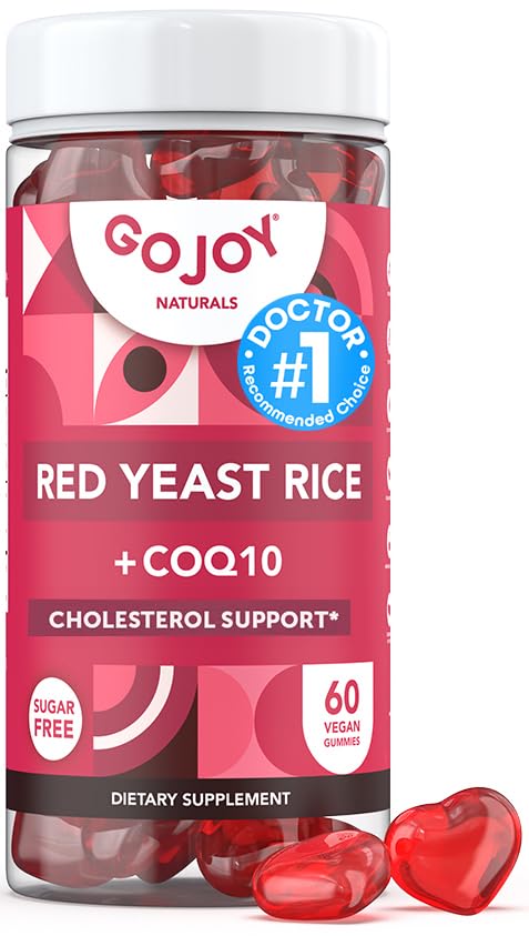 Sugar- Free Red Yeast Rice s CoQ10 Gummies - Cholesterol Doplňky s Red Rice Yeast 1000 mg. - Cholesterol Gummies Complex - Vegan, Non- GMO, gluten- Free & Citrin- Free Dodatek