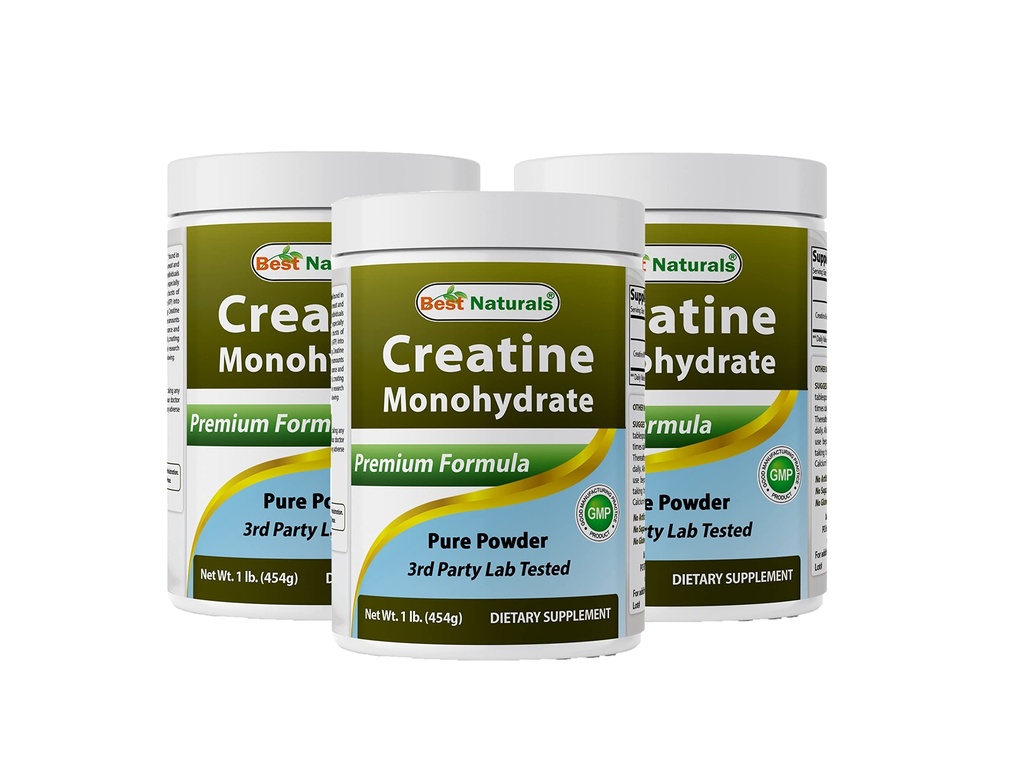 Nejlepší Naturals Creatin Monohydrát 1 Lb čistý prášek (1 LB (balení po 3))