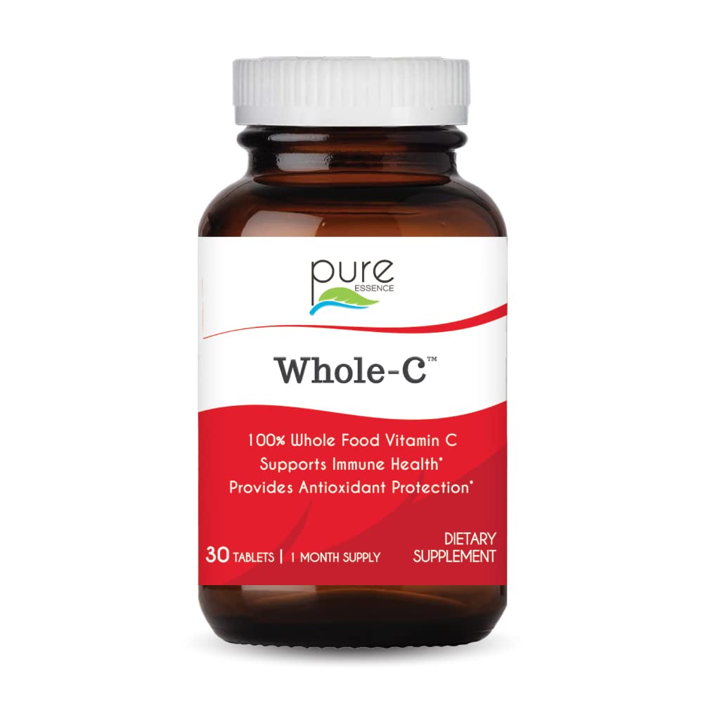 PURE ESSENCE LABS Whole-C celý potravní vitamin C - Nejlepší imunitní podpora - Organic & Nature Vitamíny - Imunity Booster & Dietní doplňky (30 tablet)