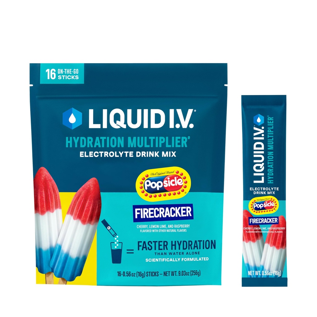 Liquid I.V. ® Hydration Multiplier - Popsicle Firecracker 124; Electrolyte Powder Drink Mix 124; 1 balení (16 porcí)