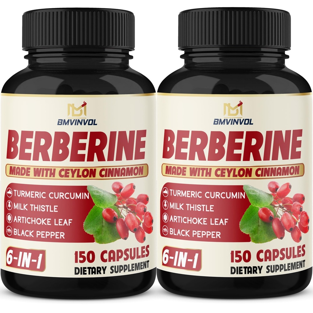 2 Pack Berberine HCl - Plus Ceylon Skořice, Kurkuma, Mléko Thistle, Umělec, Black Pepper, Berberine HCI Root doplňky pilulky - imunitní systém