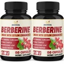 2 Pack Berberine HCl - Plus Ceylon Skořice, Kurkuma, Mléko Thistle, Umělec, Black Pepper, Berberine HCI Root doplňky pilulky - imunitní systém