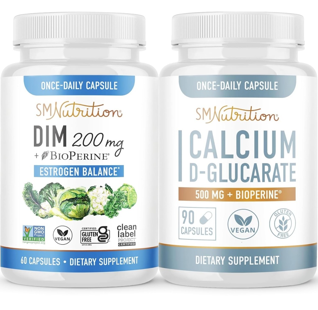 Vápník D- glukarát s 200mg DIM doplněk pro zlepšení rovnováhy estrogenu pro ženy 124; Vegan gluten zdarma doplněk CDG pro ženy (90 Služeb) s Diindolylmethan kapsle (60 Služeb)