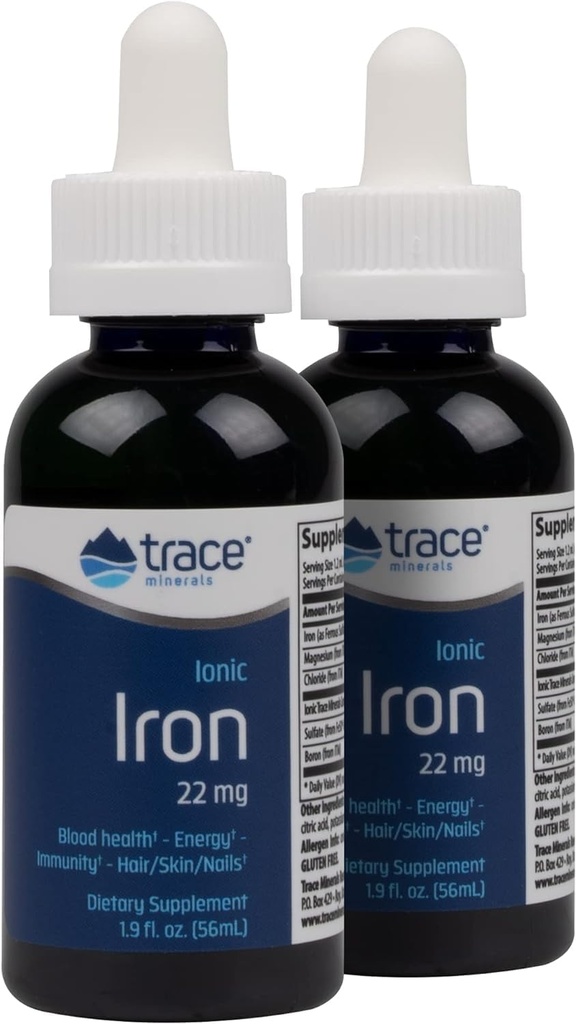 Stopy Minerály Ionické železo, 22mg - Energetická podpora doplněk s hořčík & železo - Pomoc Brain Health & Imunitary System Function - gluten- Free Liquid Supplement - 1.9 fl oz (2 Pack) (92 Servings)