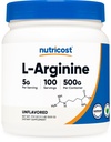 Nutricost L- Arginine Powder 500 Grams (1,1lbs) - čistý L- Arginin Powder - 5000mg per Serving; 100 Servings