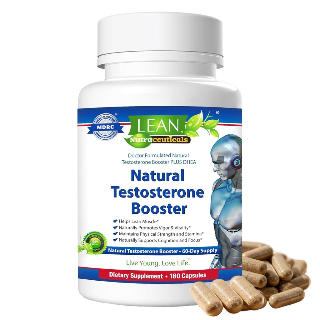 Lean Nutra Pánské Hormon Podpora - 180 Kapsle - Přírodní Testosteron Supplement s Maca, Fenugreek, Tongkat Ali, Zinek, Tribulus, DHEA - Energie, rovnováha, síla a wellness pro muže