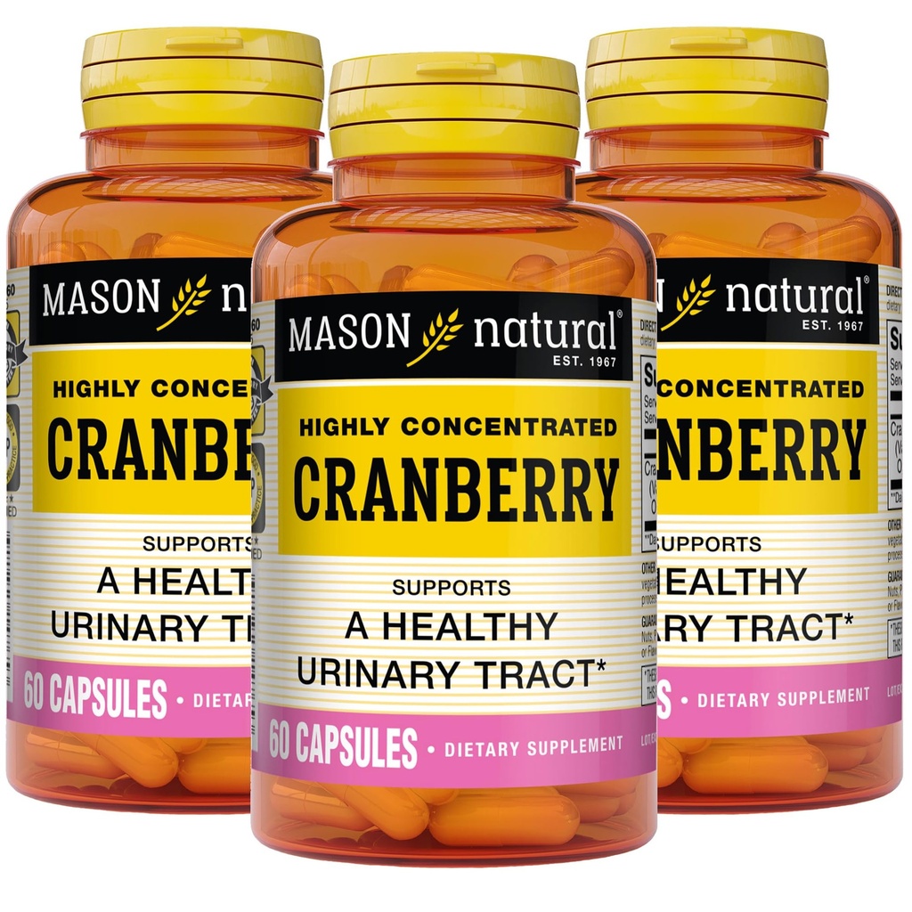 MASON NATURAL Cranberry Vysoce koncentrované 900 mg, 3 měsíční dodávka, antioxidant & imunitní zdraví, podporuje zdravý močový trakt, 3 balení