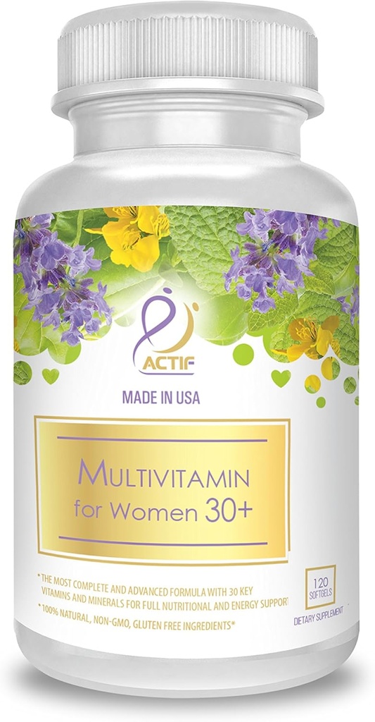 AKTIVA Multivitamin pro ženy ve věku 30 let + s 30 organickými vitamíny a organickými bylinkami, Non- GMO, Made in USA, 2- Month Supply