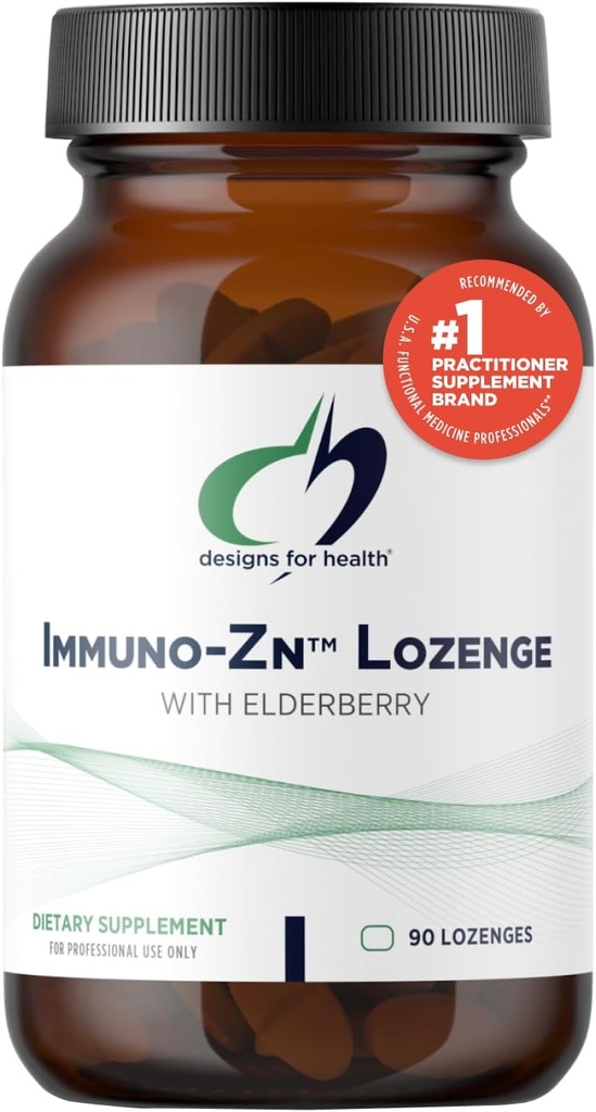 Designs for Health Imuno- Zn Lozenge - 25mg Zink + Elderberry Quick Disolt Tablety, Immunication Supplement - Non- GMO Delicious Natural Berry Flavor (90 Lozenges)