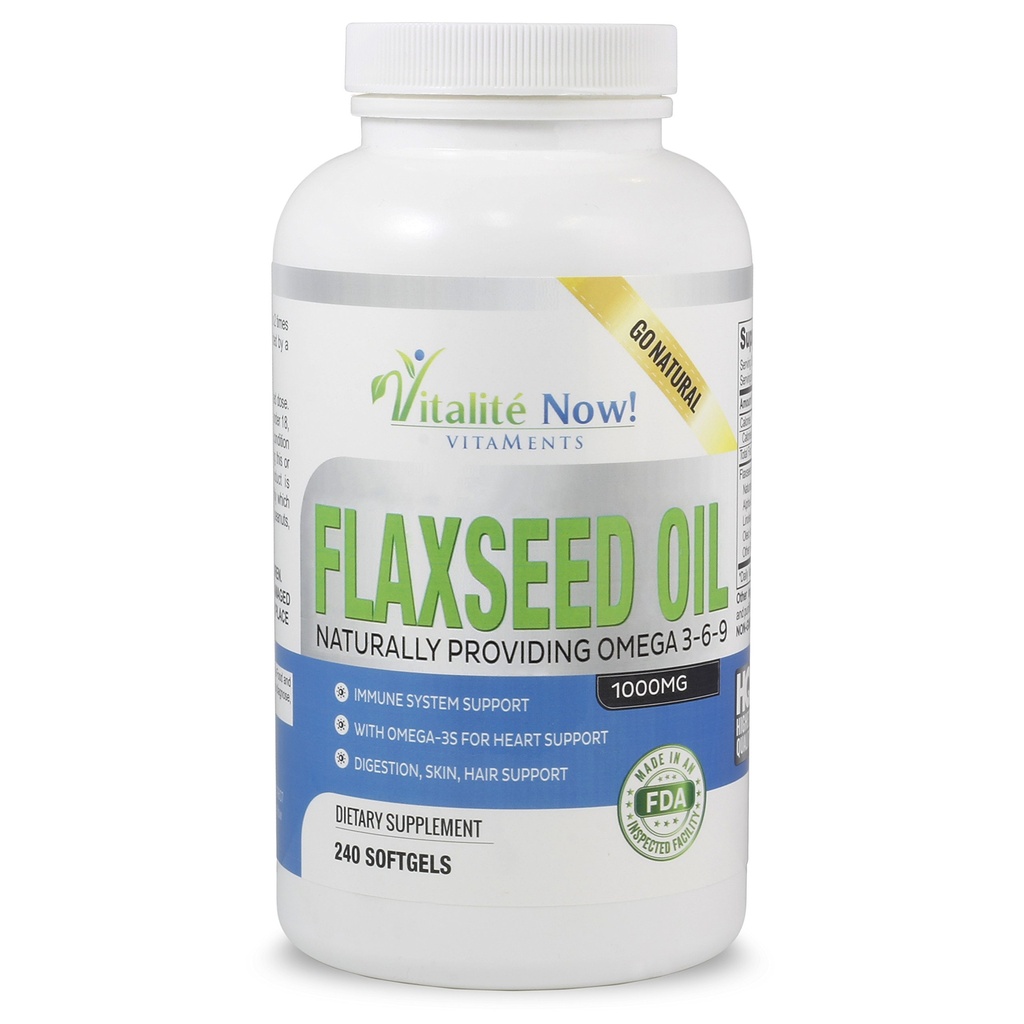 Upsize Best Organic Flaxseed Oil Softgels - 1000mg Premium, Virgin Cold Pressed from Flax Seeds - Vlasy kůže a nehty podpora - Omega 3-6-9 Dodatek - 240 Počet - Více než 8 Měsíce Dodávka!