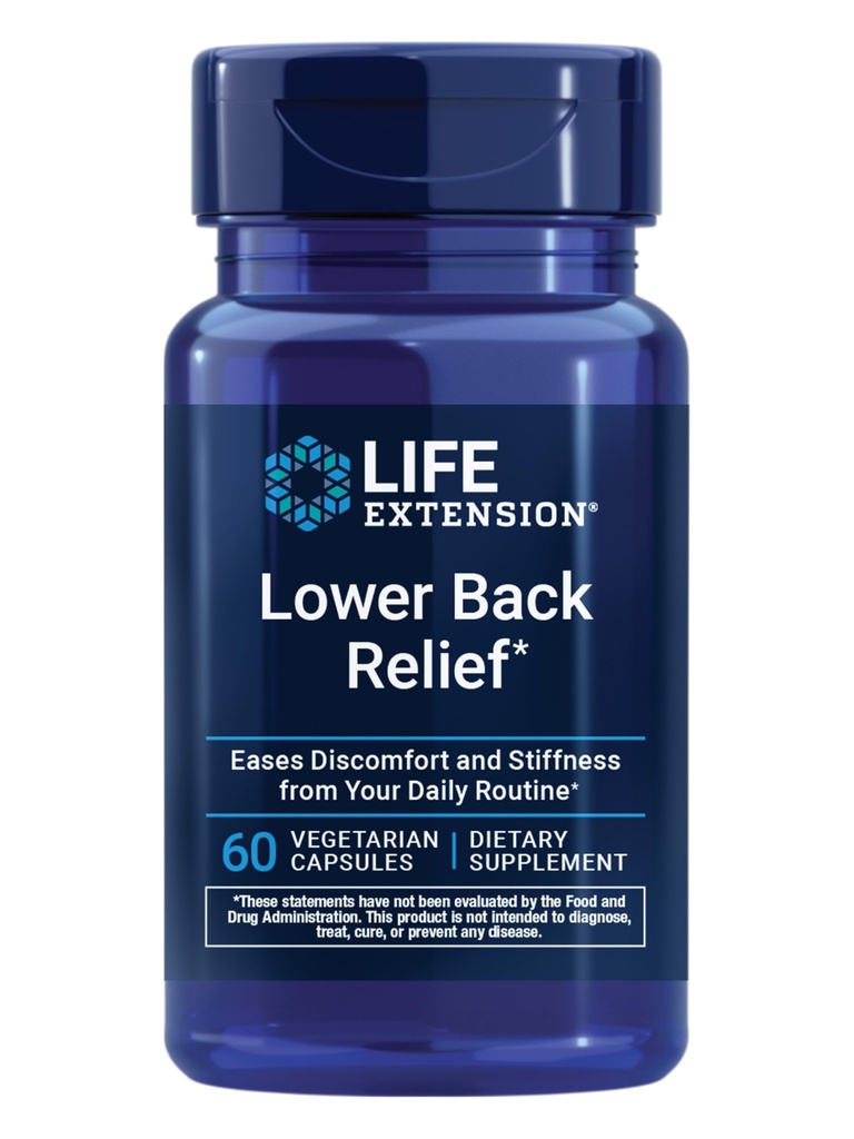 Life Extension Lower Back Relief, Čínský Chaste Tree, Ginger Extract, pro Spodní záda diskomfort a příležitostné Stiffness, Non- GMO, Gluten Free, Vegetariánské, 60 Kapsle
