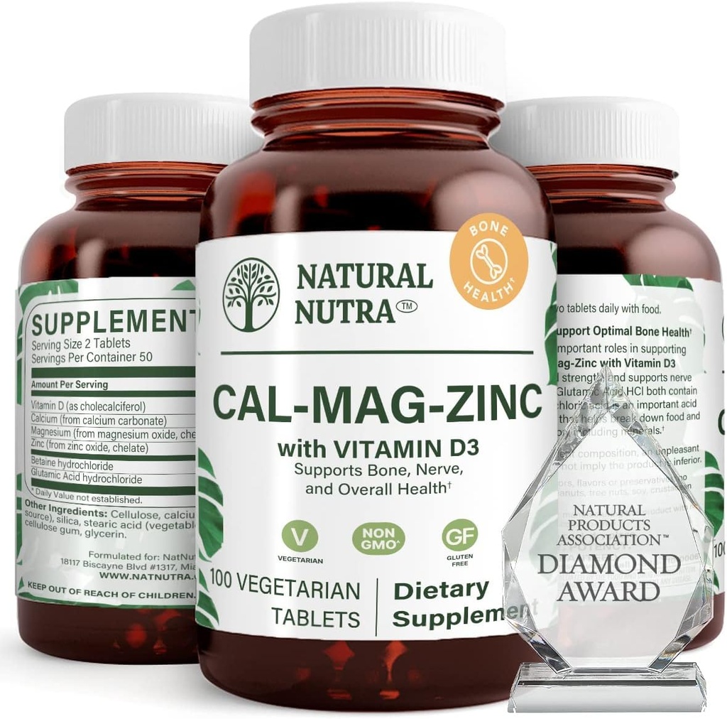 Přírodní Nutra vápníku hořčík zinku (Cal- Mag zinku) doplněk s vitaminem D3 pro sílu kostí, pomáhá zlepšit potravu, Zdraví gluten zdarma a cukr, esenciální minerální komplex (100 Počet)
