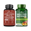 Zdravé Wellness Super- Absorb Multi Collagen pilulky (typ I II III V X) Organic Byliny a Bioperin + celé jídlo Multivitamin pro muže - Přírodní multi vitaminy, Minerály, Organic Extracts Bundle