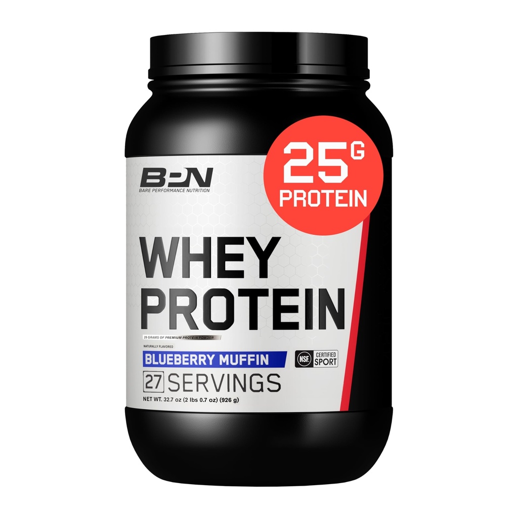 BARE VÝKONNOST VÝPOČET, BPN syrovátkový protein + kasein protein prášek směs, borůvkový muffin, 25g protein per Serving Supports Lean Muscle Recovery, 27 Služeb, třetí strana testována