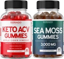 Keto ACV Gummies (60 hrabě) Pokročilý váhový vzorec a Irish Moss Gummies (90 hrabě) s Bladderwrack & Burdock Kořen pro štítné žlázy, energie a imunitní podpora - non GMO, Vegan Safe & Made in US