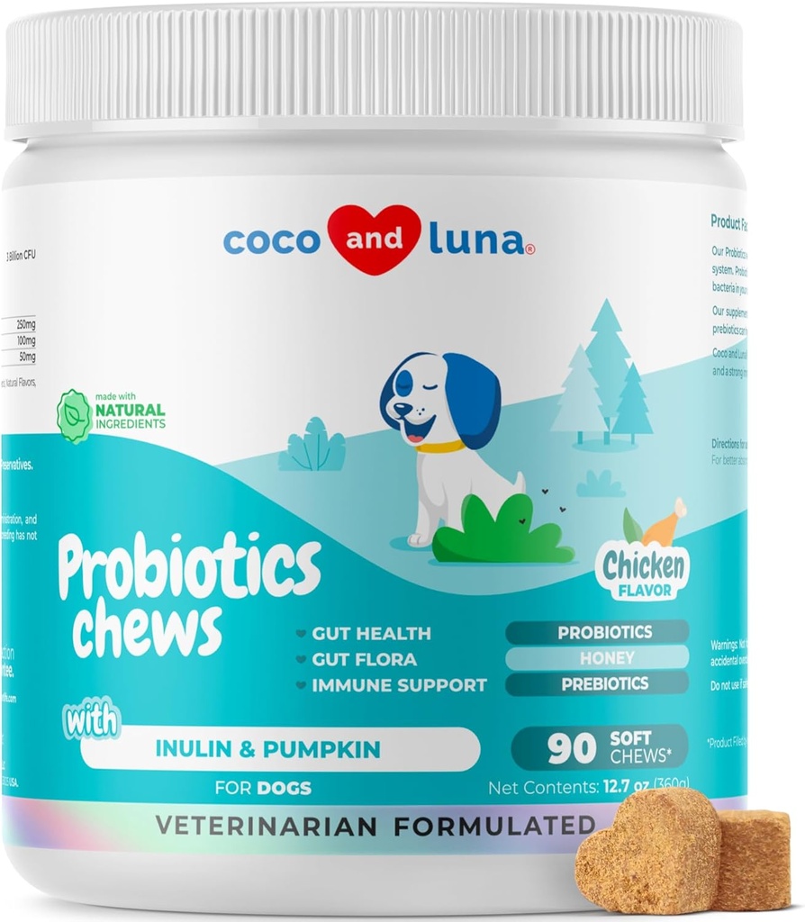 Probiotika pro psy stravitelné zdraví - Podpora Gut zdraví, Průjem, Plyn, & Sezónní alergie - s medem, dýně a prebiotika pro stravitelnou podporu, Bad Dog Dech & Zácpa