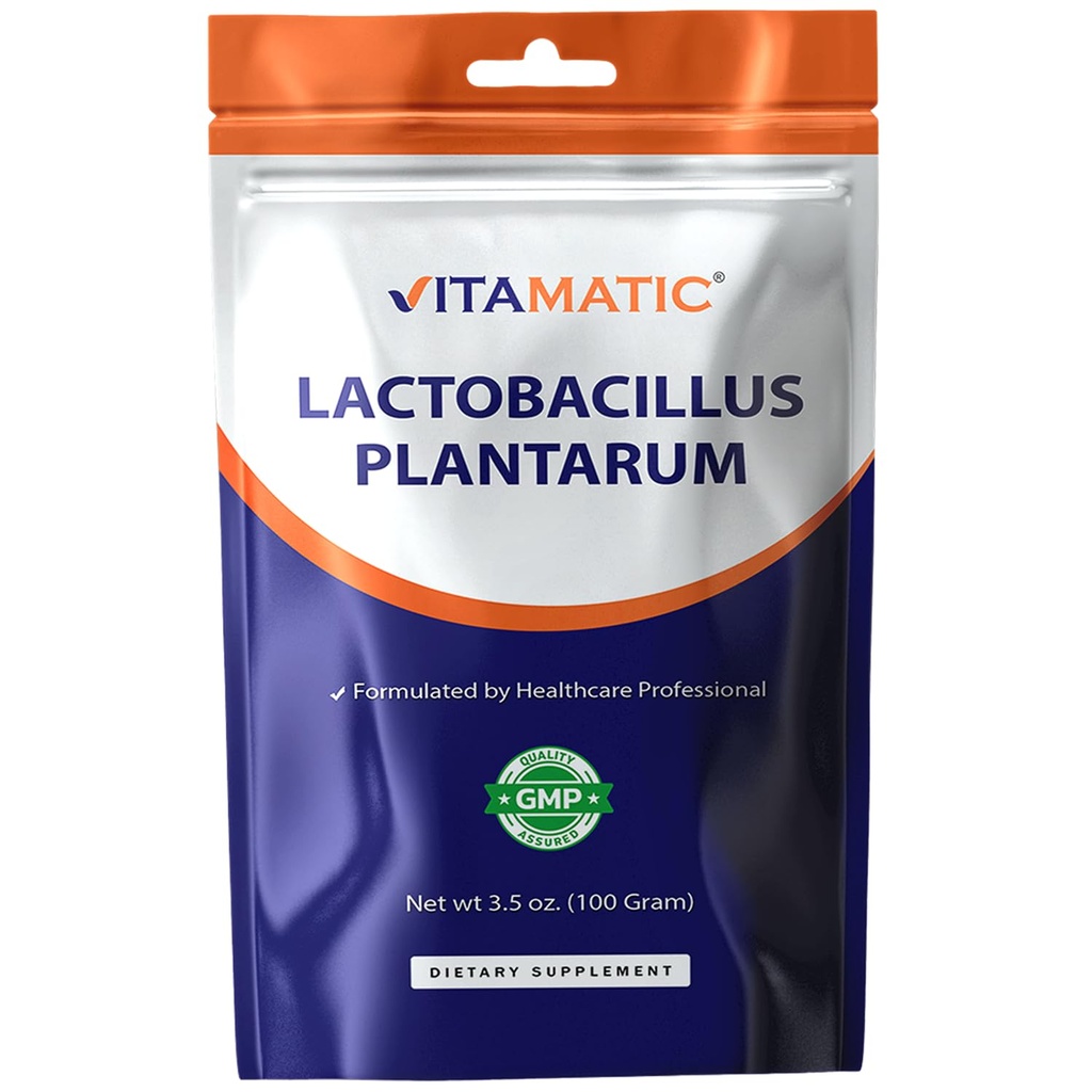 Vitamatic Lactobacillus Plantarum Probiotický prášek - stravitelná podpora zdraví - 100 gramů (3.5 OZ) - 100 porcí