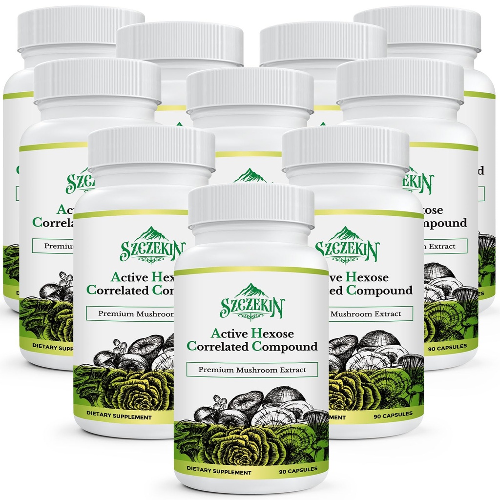 Active Hexose Související Compound 1500 mg dodatek, Natural 8 Houba Extract dodatek, imunitní systém, funkce jater, Natural Killer and T Cells Activity, 900 Veggie Kapsle