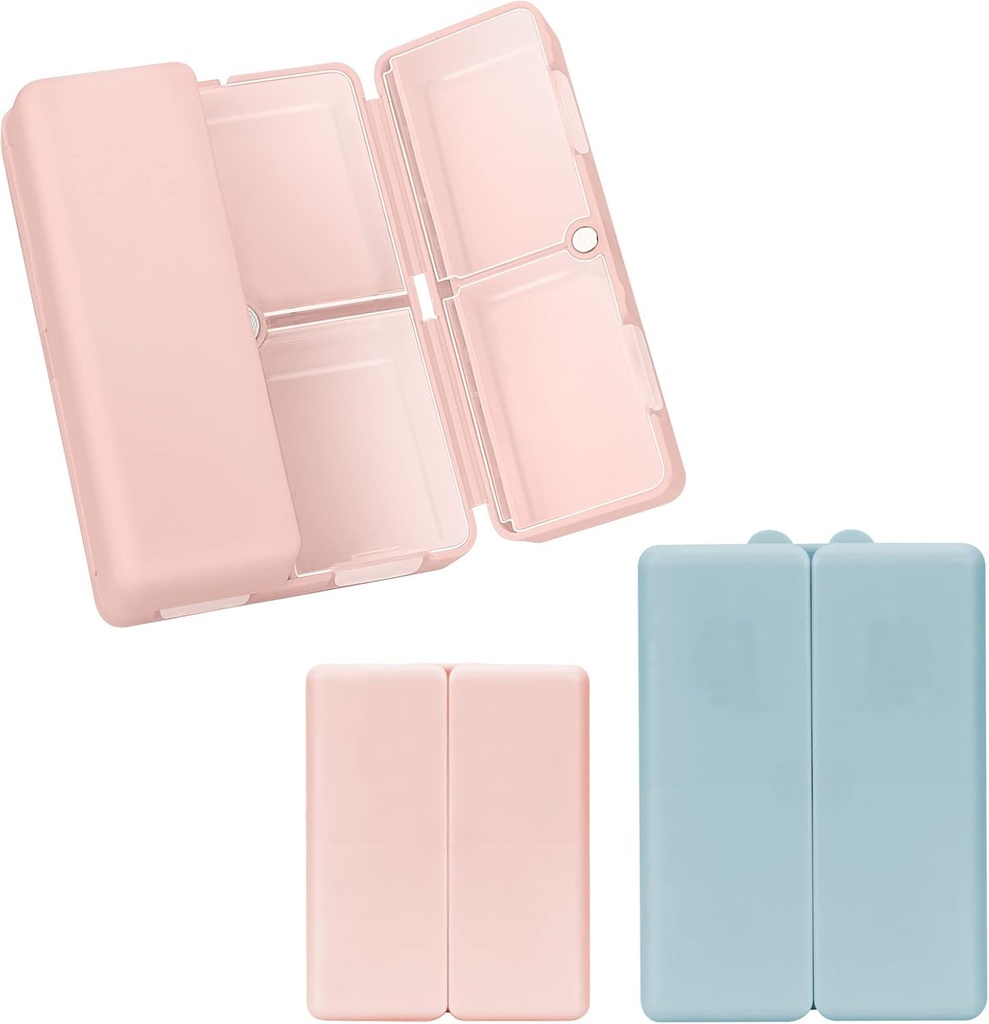 FYZ 2 Pcs Daily Pill Organizér, 7 Compartments Přenosný Pill Pouzdro Cestovní Pill Organizátor, [Skládací Design] Pill Box pro kapsy v kabelce držet vitaminy, Cod Játra olej, doplňky a léky-Pink + Námořnictvo