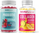 MAV NUTRION Kolagenové gumy pro ženy a probiotické gumy 124; Vlasy, kůže, nehty, a Gut Zdravotní podpora s biotin, vitamín C, a 5 miliard CFU 124; 60 gumy každý
