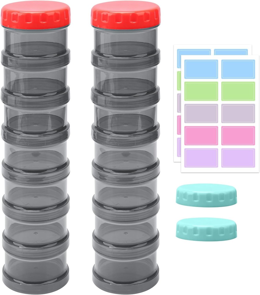2 Pack 7 den Pořadatel pilulek Pouzdro Stackable Týdenní doplňky Vitamíny Pilulky Držák Dipenser Velký Překladatel Black s extra Lid