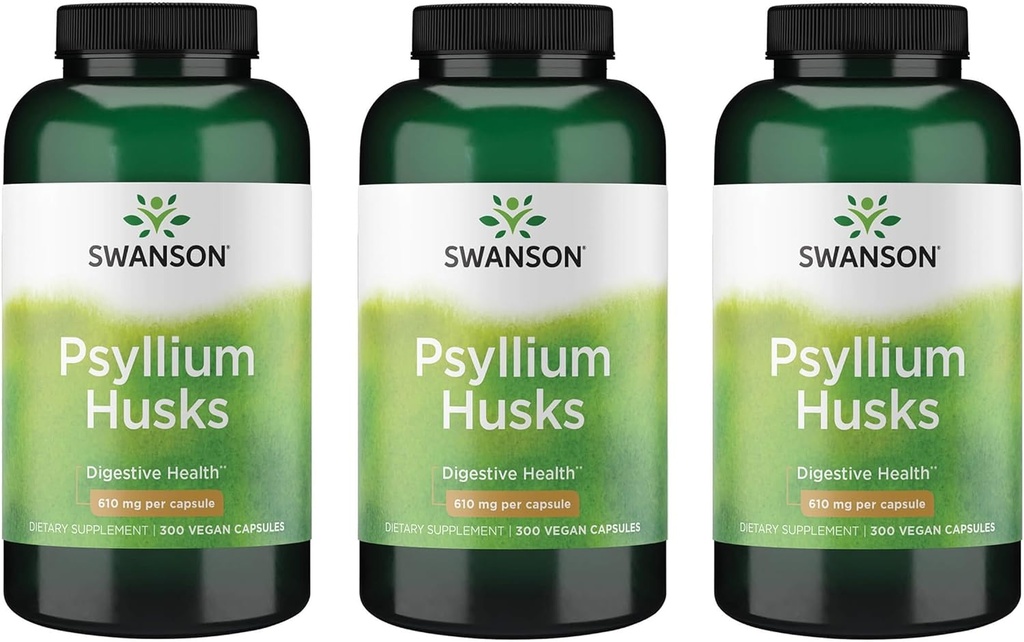 Swanson Psylium Husk Dietární doplněk vlákna 610 mg 300 Kapsle - (3 balení)