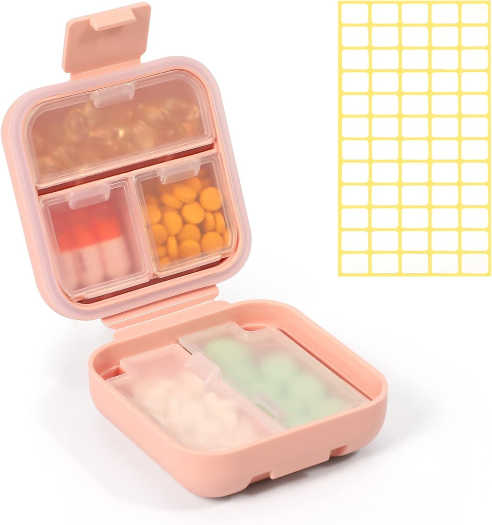 Dynippy Daily Pill Organizátor 5 Kompartments Přenosný moisture Proof malý Pouzdro pro Kapesní peněženka cestovní Pill Box Přenosný lék Vitamin Rybí Oil Holder Kontejner (růžový)