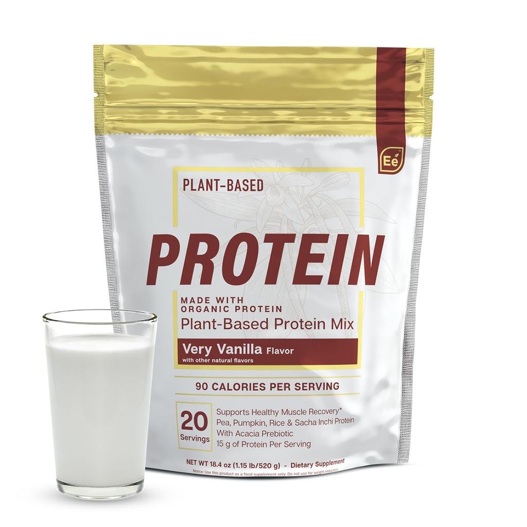 Základní prvky Pea Protein Powder - Very Vanilla CLAS124; Low- carb Plant- Based Vegan Blend - Keto- Friendly and Gluten- Free CLAS124; 20 Servings, 18oz