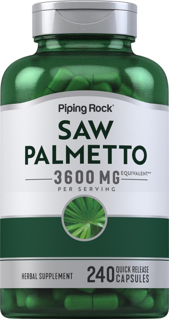 Piping Rock Saw Palmetto Extract 3600mg 600mg 124; 240 Kapsle 124; pro muže a ženy 124; Non- GMO, gluten zdarma dodatek