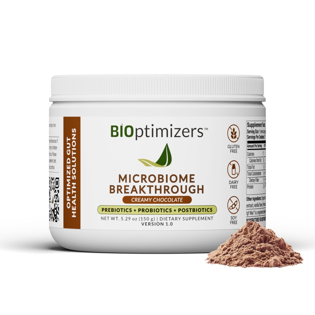 Mikrobiome Breakthrough Opravy Prášek - Čokoláda Flavor - Má Lactobacillus Strains, Bone Broth & Collagen - Zdroj L-glutaminu - Gas & Bloating Relief - Zlepšuje Gut zdraví - 30 Služeb - 150g
