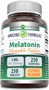 Amazing Applicas Melatonin Žvýkací dodatek 124; 5 Mg Per Serving CLANE124; 250 Tablet CLANE124; Non- GMO CLANE124; gluten- Free CLANE124; Made in USA (Citrus Flavor)