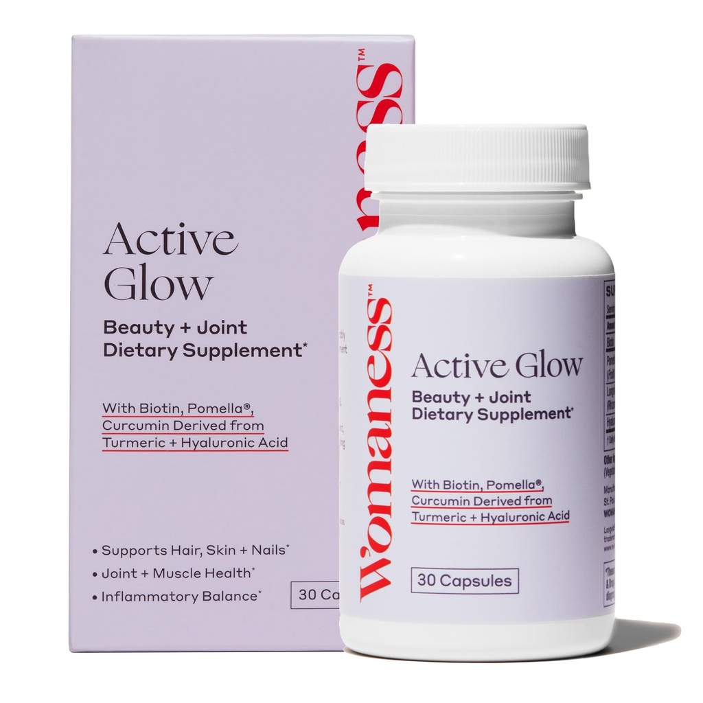 Ženy Aktivní Glow vlasy kůže a nehty Vitamíny - Biotin, Longvida Curcumin & Hyaluronic kyseliny doplňky pro společné zdraví, suchá kůže a hubení vlasy (30 Kapsle)